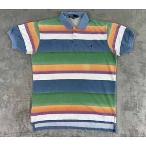 Polo Ralph Lauren Polo Shirt Mens Large Multi Color Striped Short Sleeve Classic
